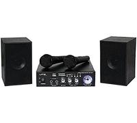 LTC - KARAOKE-STAR2MKII - Kit per karaoke con amplificatore, 2 microfoni a filo e 2 altoparlanti da 50W - Bluetooth, USB e SD - Nero