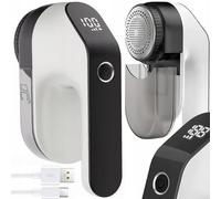 LTC LXB99 Rasoio elettrico per la rimozione dei pelucchi - Rasoio per vestiti con contenitore rimovibile - con batteria e cavo - Adatto per cotone, lana, poliestere - Bianco