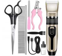 LTC - Tosatrice per cani e gatti - senza fili - Tagliacapelli a batteria silenziosa - con lama in ceramica, USB - Set XXL: 4 accessori, lima e forbici per artigli - 185 mm x 40 mm x 40 mm x 40 mm