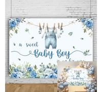 LTDKAEN 1,5 x 1,2 m blu vestiti per baby shower sfondo un dolce bambino è sulla sua strada decorazione festa di compleanno neonato fotografia sfondo foto puntelli