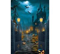 LTDKAEN 1,5 x 2,1 m Halloween casa infestata scena sfondo antico castello Halloween notte fotografia sfondo misterioso castello decorazioni da parete