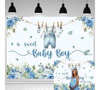 LTDKAEN 2,3 x 1,8 m blu vestiti bambino doccia sfondo un dolce bambino è sulla sua strada bambini festa di compleanno decorazione neonato fotografia sfondo foto puntelli