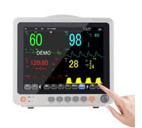 LTdlhFk Macchina per Segni Vitali da 12 Pollici, Monitor Paziente Multiparametrico, Monitoraggio Paziente Remoto Portatile, Monitoraggio ECG della Respirazione, Dell'ossigeno nel Sangue