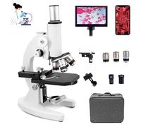 LTdlhFk Microscopio Biologico, Schermo da 5,0 Pollici, Oculare Grandangolare Completamente Ottico, Obiettivo Obiettivo Acromatico Ad Alta Definizione 185, Adattatore per Telefono Cellulare,50000X
