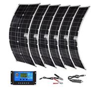 LTdlhFk Pannello Solare Flessibile da 100 W/200 W/300 W/400 W/500 W/600 W - Controller 60 A + Doppia USB, Pannelli Solari Monocristallini per Casa, Esterno, Auto, Roulotte, Barca,6Pcs