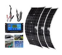 LTdlhFk Pannello Solare Flessibile da 100 W/200 W/300 W/400 W/500 W/600 W - Controller 60 A + Doppia USB, Pannelli Solari Monocristallini per Casa, Esterno, Auto, Roulotte, Barca,3Pcs