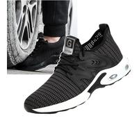 LTdlhFk Scarpe Antinfortunistiche Estive, Scarpe da Ginnastica di Sicurezza, Scarpe da Ginnastica con Tappo in Acciaio, Scarpe Antinfortunistiche da Lavoro Leggere E Traspiranti, Nero.,B-47EU