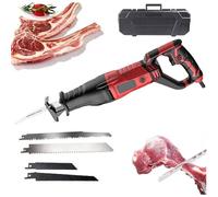 LTdlhFk Segaossa Elettrico Professionale da 900 W (Regolazione A 6 velocità), Segaossa da Macellaio Portatile (Corpo Rotante A 180°) - 4 Lame E Cassetta degli Attrezzi, per Tagliare Ossa, Carne