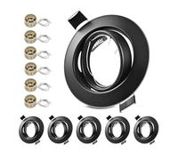 LteelDay Set da 6 Portafaretto da Incasso Rotondo Nero GU10 | Cornice faretto incasso cartongesso, orientabili a 30°, Ø 68-80mm. Incl. portalampada GU10. Per 50mm LED e alogeno.