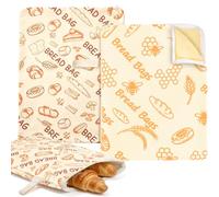 LTFIOON 2 Sacchetti per il pane in Cera d’Api, 43x33cm, con Chiusura a L, Lavabili, Senza Plastica, Riutilizzabili - Per Mantenere il Pane Fresco e Conservarlo