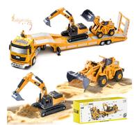 LTFIOON Cantiere Giocattolo Bambini, Camion Carrier di Piccole Auto con Escavatore Bulldozer, Carrier Veicolo, Camion Demolitore Bambino, Giochi Auto Ragazzo per Ragazzo 3 4 5 6 7 Anni