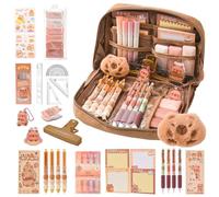 LTFIOON Capybara - Kit Scuola Capibara - Set Regalo Carino per Bambini & Studenti, Include Penne, Clip, Righelli - Organizzato per Scuola, Ufficio, Arte