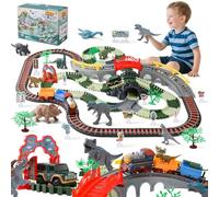 LTFIOON Dinosauro Giocattolo Pista da Corsa, 259 PCS Pista Macchinine per Bambini con Figurine Dinosauri, Piste da Corsa Dinosauro, Flessibile Binari del Treno, Regalo Natale Compleanno 3-12 Anni