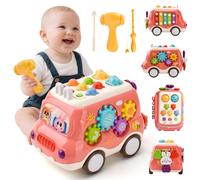 LTFIOON Giochi Bambini 1 Anno, Montessori Autobus Musicali, Giocattoli Bambini 1 2 Anni, Giochi Montessori 1 2 Anno, Regalo di Compleanno per Bambini di 1-2 Anni (Rosa)