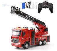 LTFIOON Grande Camion dei Pompieri RC 1:18, Camion Pompieri Giocattolo con Scala Girevole 270° e Funzione Spruzzatrice, 7.4V Ricaricabile, Giocattoli Vigili del Fuoco per Bambini dai 3 ai 12 anni