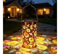 LTFIOON Lanterna Solare a Forma di Girasole per Esterno, Lanterna Solare Girasole Colorata, da Appendere o da Appoggiare, IP65 Impermeabile, Regalo per la Festa della Mamma per Donne e Mamme