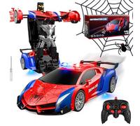LTFIOON Macchina Telecomandata Spider, 2.4GHz Robot Trasformabile Spider RC Auto con Telecomando, 2 in 1 Macchina Polizia Giocattolo Bambini con Luce Lampeggiante, Auto Robot Trasformabile per Bambini