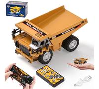 LTFIOON Mini Camion Ribaltabile RC, 1:64 Autocarro Ribaltabile in Metallo con App e Telecomando 2,4 GHz, Veicolo da Costruzione Telecomandato per Bambini con Luci e Suoni, 2 Velocità, Ricaricabile USB