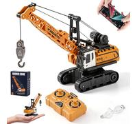 LTFIOON Mini Gru Telecomandata, 1:64 Gru RC con App e Telecomando 2,4 GHz, Mini Gru Cingolata con Braccio Telescopico - Gru Giocattolo per Bambini da 3 4 5 6 7 anni