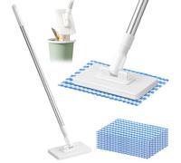 LTFIOON Mocio con Sistema di Bloccaggio a Pressione, Mocio Senza Lavaggio delle mani con 10 Ricambio Panno, Mop Rotante a 360°, Mini Mo-cio con Cambio Automatico per Pulire i Pavimenti, Armadi