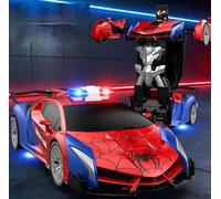 LTFIOON Spider Transform - Auto telecomandata, 2,4 GHz, giocattolo RC a partire dai 3 agli 8 anni, 1:18, con trasformazione One-Key e rotazione a 360°, luce LED e suono, regalo per bambini per Natale