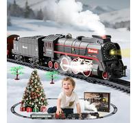 LTFIOON Trenino Elettrico, Trenino Elettrico Natalizio con Affumicato, Luci e Suoni, Locomotiva a Vapore, Treni Elettrico Giocattolo, Regalo per Bambini 3-12 anni (Modello standard)