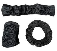 LTG - Copricerchi per carrozzina e passeggino, protezione anteriore e posteriore nera (2 pezzi piccoli + 2 pezzi grandi)