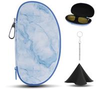 LTGEM, custodia rigida per occhiali da sole/vetro luce blu/occhiali di sicurezza/occhiali da lettura/occhiali da guida notturna (interno: 15,7 x 7,9 x 2,8 cm), blu marmo