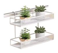 LTINGNG Fioriera da appendere a 2 livelli, in metallo, per ringhiera per balcone, fioriera sopra ringhiera, fioriera per piante, forte capacità di carico per recinzione portico (bianco, a due livelli)