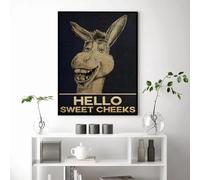 LTjiajuypd Asino Ciao Dolci Guance Poster Divertente Commedia Animale Stampa Artistica Tela Dipinto Vintage Immagine da Parete Decorazione per la Casa 60x80cm Senza Cornice