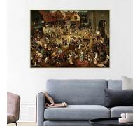 LTjiajuypd Bruegel Pieter《La lotta tra Carnevale e Quaresima》Stampe su tela, pittura a olio, poster, quadro, decorazione da parete per la casa (60x80 cm)