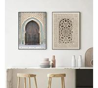 LTjiajuypd Calligrafia araba islamica, paesaggio, architettura musulmana, poster marocchino, stampe su tela, quadri, decorazioni per la casa (30x40 cm - 2 pezzi)