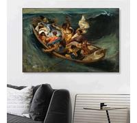 LTjiajuypd Eugene Delacroix La Libertà che guida il popolo Poster Stampe su tela Dipinto Rivoluzione francese Arte murale Decorazione per la casa 35x50cm senza cornice