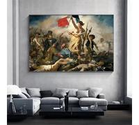 LTjiajuypd Eugene Delacroix La Libertà che guida il popolo Poster Stampe su tela Dipinto Rivoluzione francese Arte murale Decorazione per la casa 60x90cm senza cornice