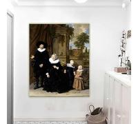 LTjiajuypd Frans Hals Ritratto di una famiglia olandese Dipinti ad olio su tela Stampe artistiche Sfondo decorativo Decorazione da parete Decorazione per la casa (70x110 cm)