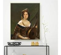 LTjiajuypd Friedrich von Amerling《Giovane donna con liuto》Stampe su tela, pittura a olio, opera d'arte, poster, immagine, decorazione moderna per la casa (30x50 cm/senza cornice)