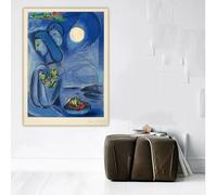 LTjiajuypd Marc Chagall《Saint Jean Cap Ferrat, 1952》Stampe su tela, pittura a olio, opera d'arte, poster, quadro, decorazione da parete per la casa (50x75 cm/senza cornice)