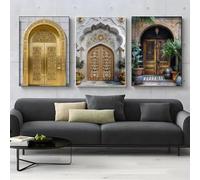 LTjiajuypd Marocco Porta Arte Araba Poster da Parete Soggiorno Bar Caffetteria Camera da Letto Ufficio Casa Stampe Decorative su Tela Dipinto 30x40cm-3 Pezzi Senza Cornice