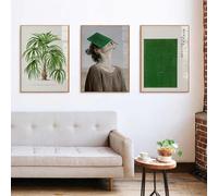 LTjiajuypd Moderna galleria d'arte murale stampata poster amante dei libri toni neutri verdi soggiorno di transizione arredamento casa tela 40x55 cm - 3 pezzi senza cornice