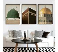 LTjiajuypd Moschea islamica Mecca Luogo sacro Poster Stampa su tela Quadro Arte murale Immagini Soggiorno Camera da letto Decorazione (50x75cm-3 pezzi)