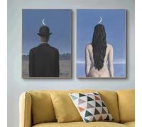 LTjiajuypd Opere d'arte classiche Surrealismo René Magritte Dipinti su tela astratti Poster e murales stampati Soggiorno Decorazione per la casa 35x50cm-2 pezzi senza cornice