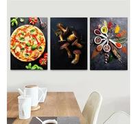 LTjiajuypd Pesce crudo, formaggio, sushi, erbe e spezie, cibo, stampe su tela, poster di vino e carne, arte murale per la cucina del ristorante, 50x75 cm, 3 pezzi senza cornice
