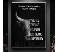 LTjiajuypd Poster motivazionale per trader, caratteristica di un buon trader, pazienza, coraggio, decorazioni per ufficio, stampe su tela, dipinto (70x110 cm/senza cornice)