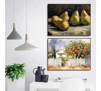 LTjiajuypd Quadri d'arte Soggiorno Decorazione per la casa Uova in un fiocco di legno Frutta Fattoria Cucina Poster Stampe su tela Dipinto Paese 60x90cm-2 pezzi senza cornice