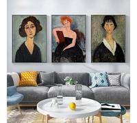 LTjiajuypd Quadri e stampe su tela di Amedeo Modigliani, classici, per la decorazione della parete del soggiorno (60x80 cm - 3 pezzi)