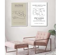 LTjiajuypd Quadro astratto di donna, linea, Matisse, figura minimalista, colomba della pace, stampe su tela, dipinto, poster da parete, decorazione per soggiorno (40x60 cm, 2 pezzi)
