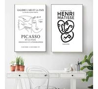 LTjiajuypd Quadro astratto di linea di donna Matisse, figura minimalista, colomba della pace, stampe su tela, dipinto, poster artistico da parete, arredamento per soggiorno (60x90 cm - 2 pezzi)