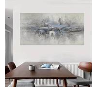 LTjiajuypd Quadro moderno astratto su tela, blu, beige, grigio e bianco, minimalista, ideale per camera da letto e ufficio (60x120 cm)