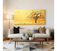 LTjiajuypd Quadro moderno minimalista con albero giallo e arancione su tela, ideale per la camera da letto e l'arredamento di casa (60x120 cm).
