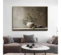 LTjiajuypd Quadro su tela con ramo antico mediterraneo, vaso botanico, rustico, neutro, cucina, foglie, paesaggio, stampa, decorazione da parete, 30x45 cm, senza cornice